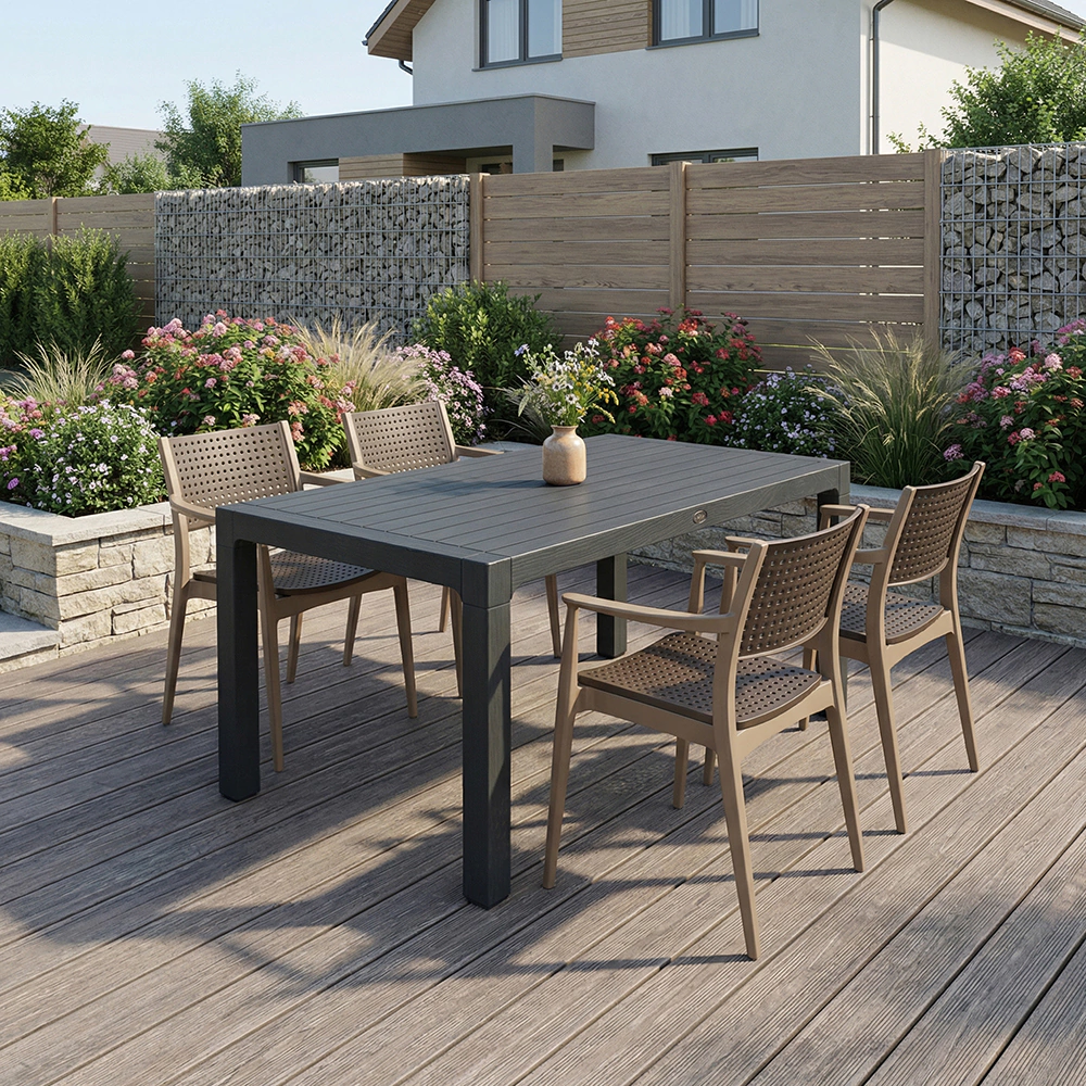 Стол садовый Novussi Wood 150x90х75 см пластик антрацит