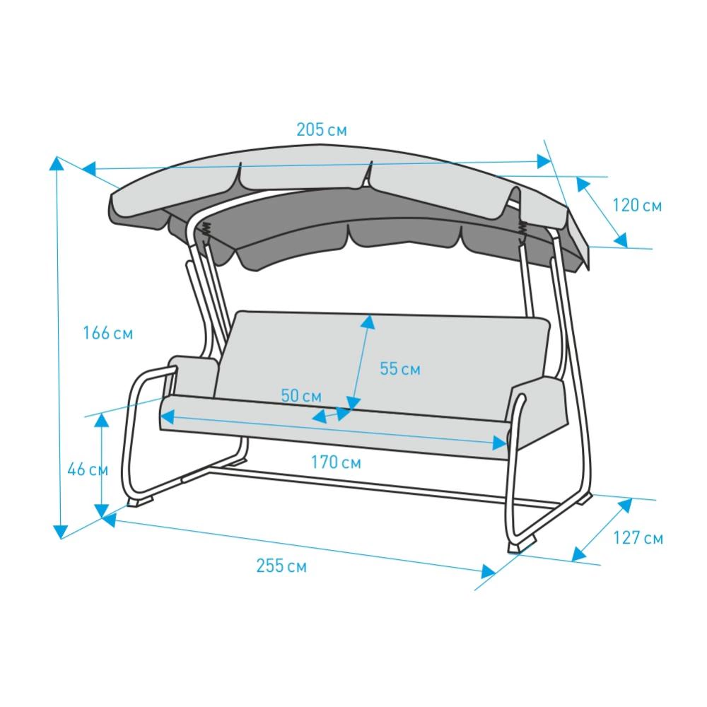 Садовые качели Тропикана 255х166х127 см с москитной сеткой