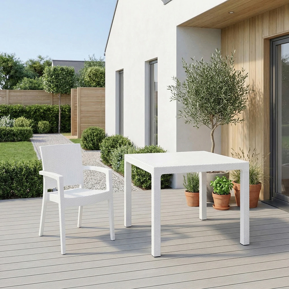 Кресло садовое Novussi Paris Rattan 58х62х88 см пластик, белое