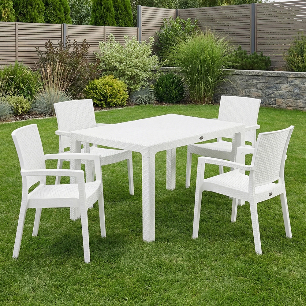 Кресло садовое Novussi Paris Rattan 58х62х88 см пластик, белое