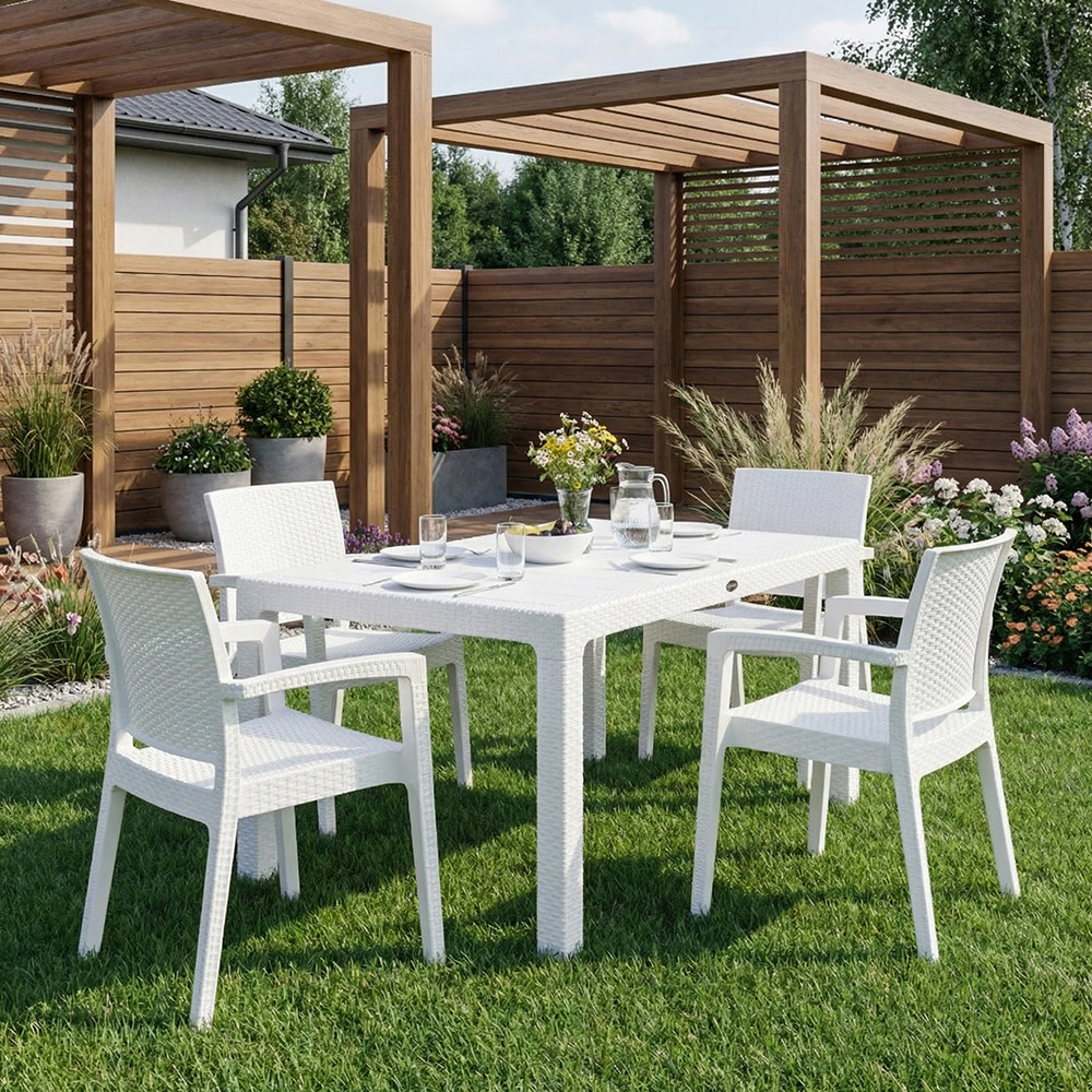 Кресло садовое Novussi Paris Rattan 58х62х88 см пластик, белое