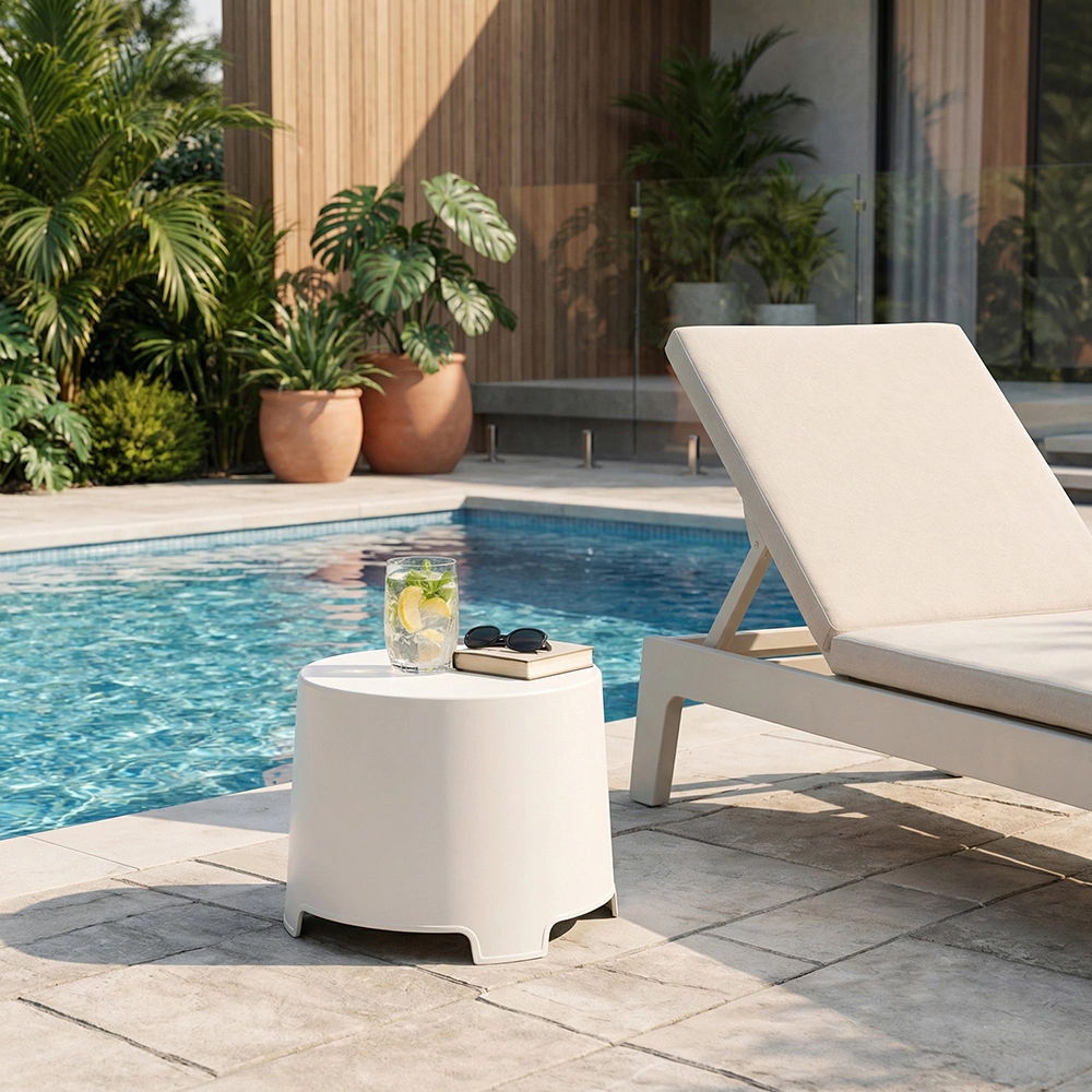 Столик садовый для шезлонга Progarden Lem 41х35x38 см белый