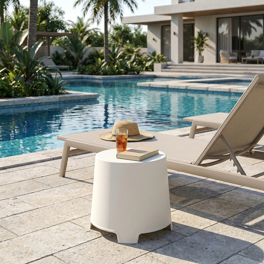 Столик садовый для шезлонга Progarden Lem 41х35x38 см белый