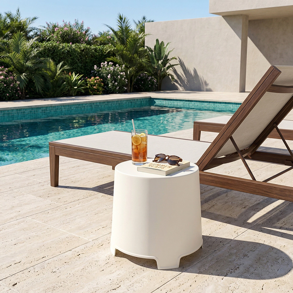 Столик садовый для шезлонга Progarden Lem 41х35x38 см белый