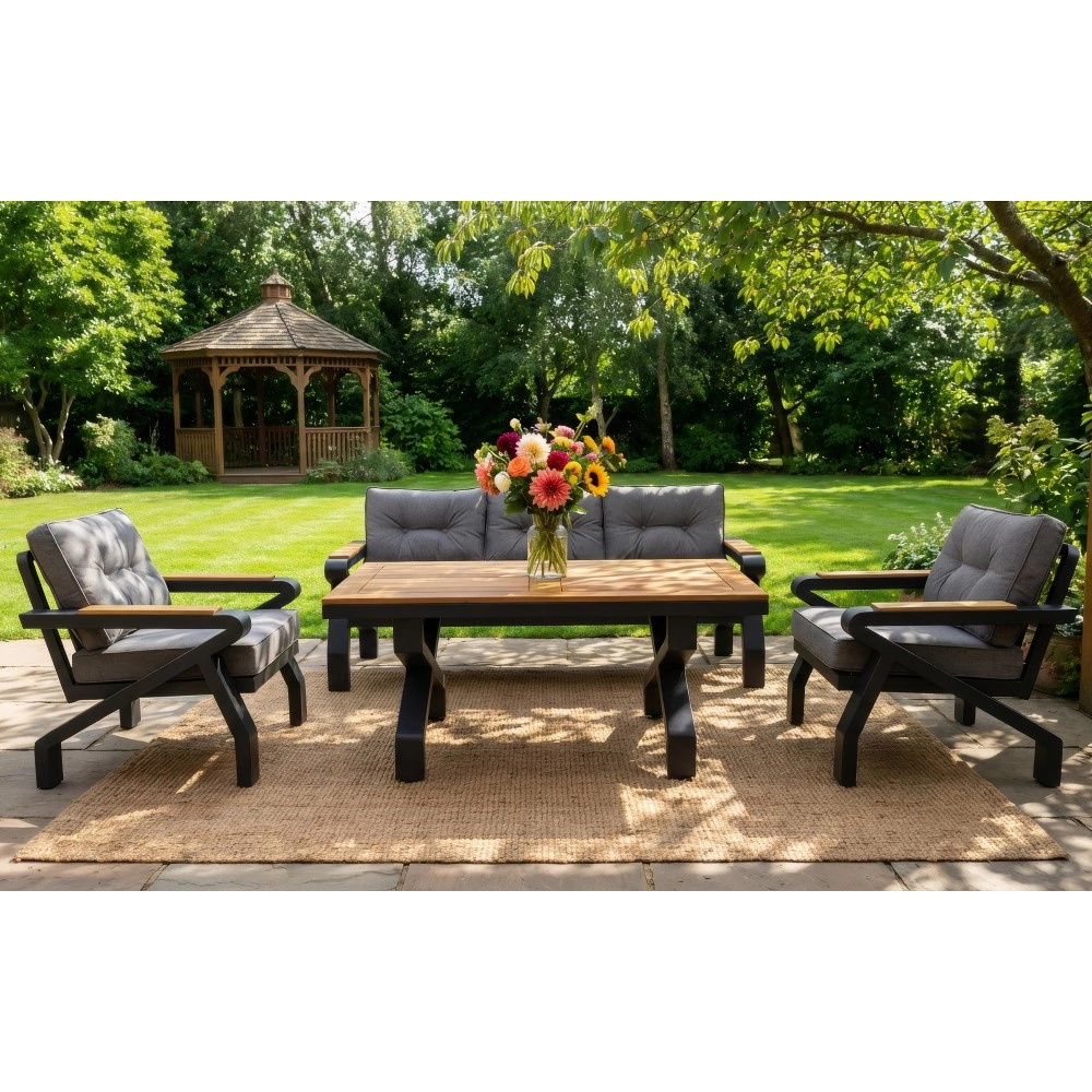 Комплект мебели Terazzi Касабланка 4 предмета с подушками, алюминий/ироко