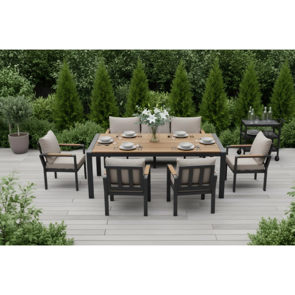 Стол садовый Terazzi Рокси 200х100х75 см металл/ироко