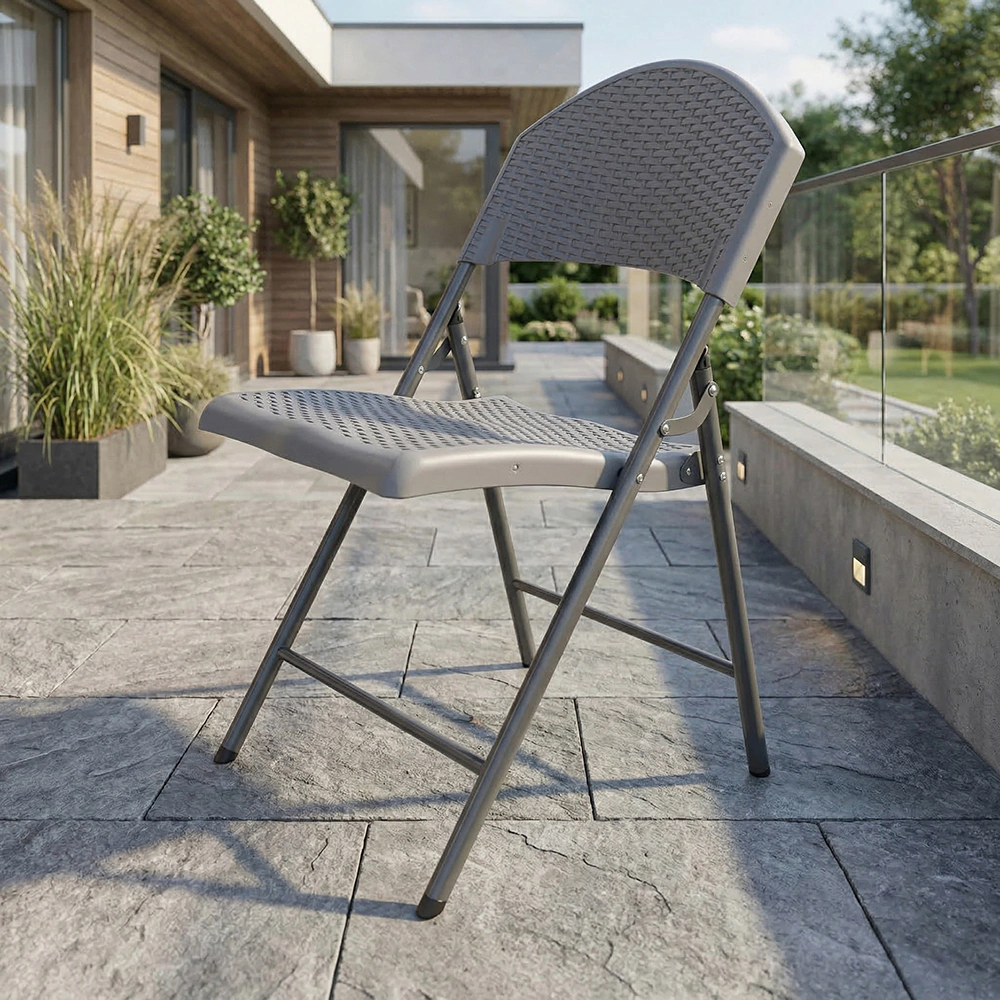 Стул садовый складной Borge 59х49х86 см пластик, серый ротанг