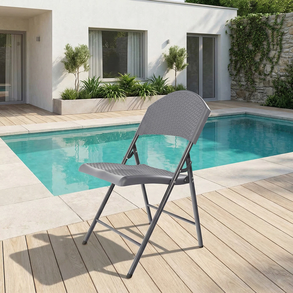 Стул садовый складной Borge 59х49х86 см пластик, серый ротанг