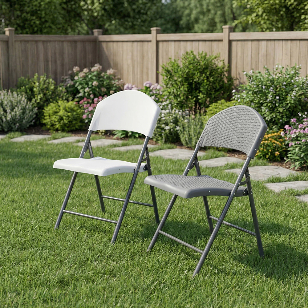 Стул садовый складной Borge 59х49х86 см пластик, серый ротанг