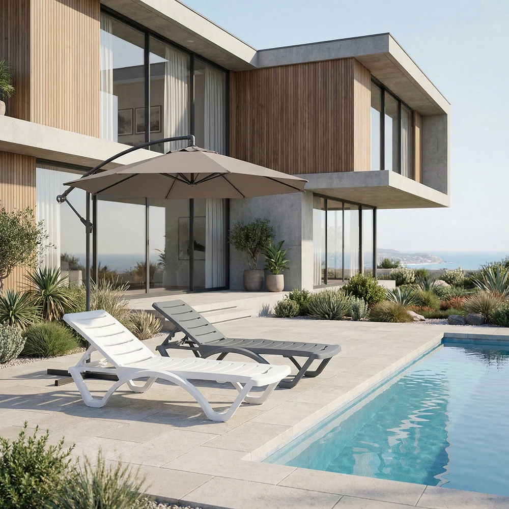 Шезлонг ADRIANO 187х65х31 см пластик, белый