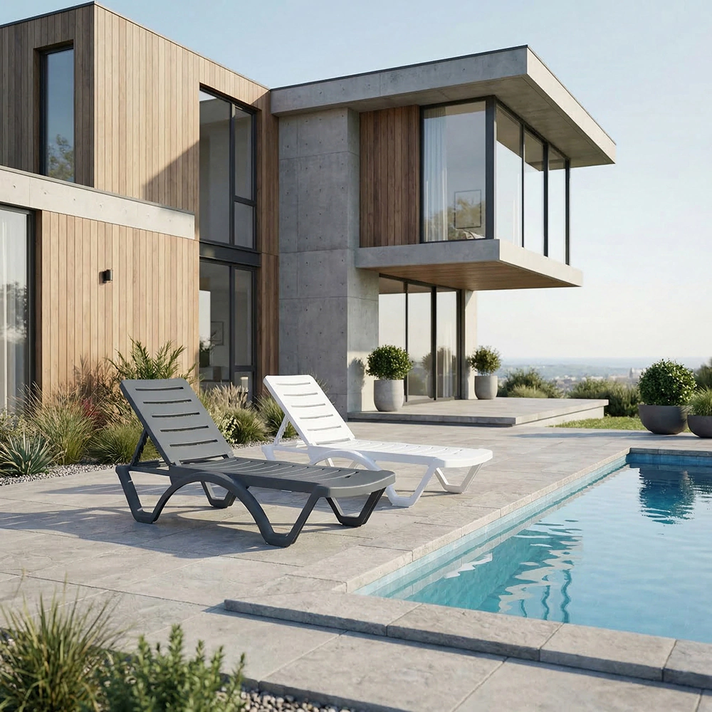 Шезлонг ADRIANO 187х65х31 см пластик, белый