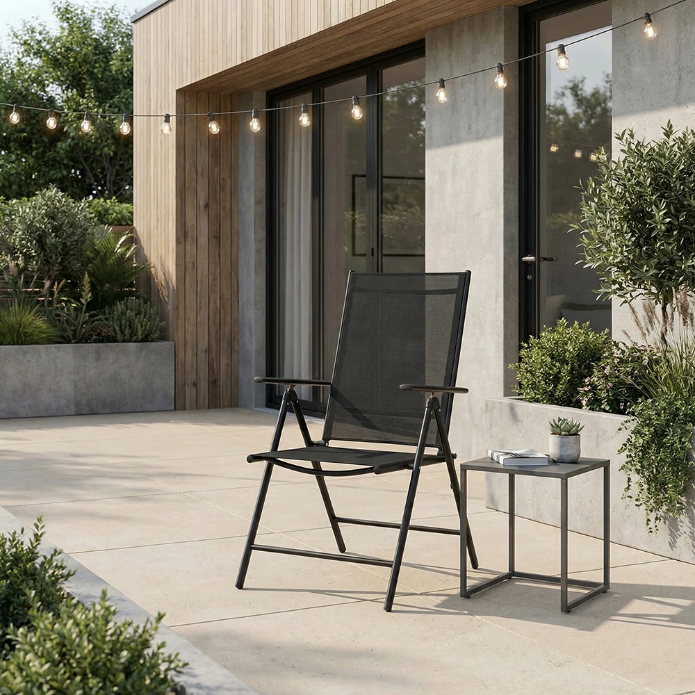 Кресло садовое многопозиционное 51х66х107 см сталь/текстилен, черное