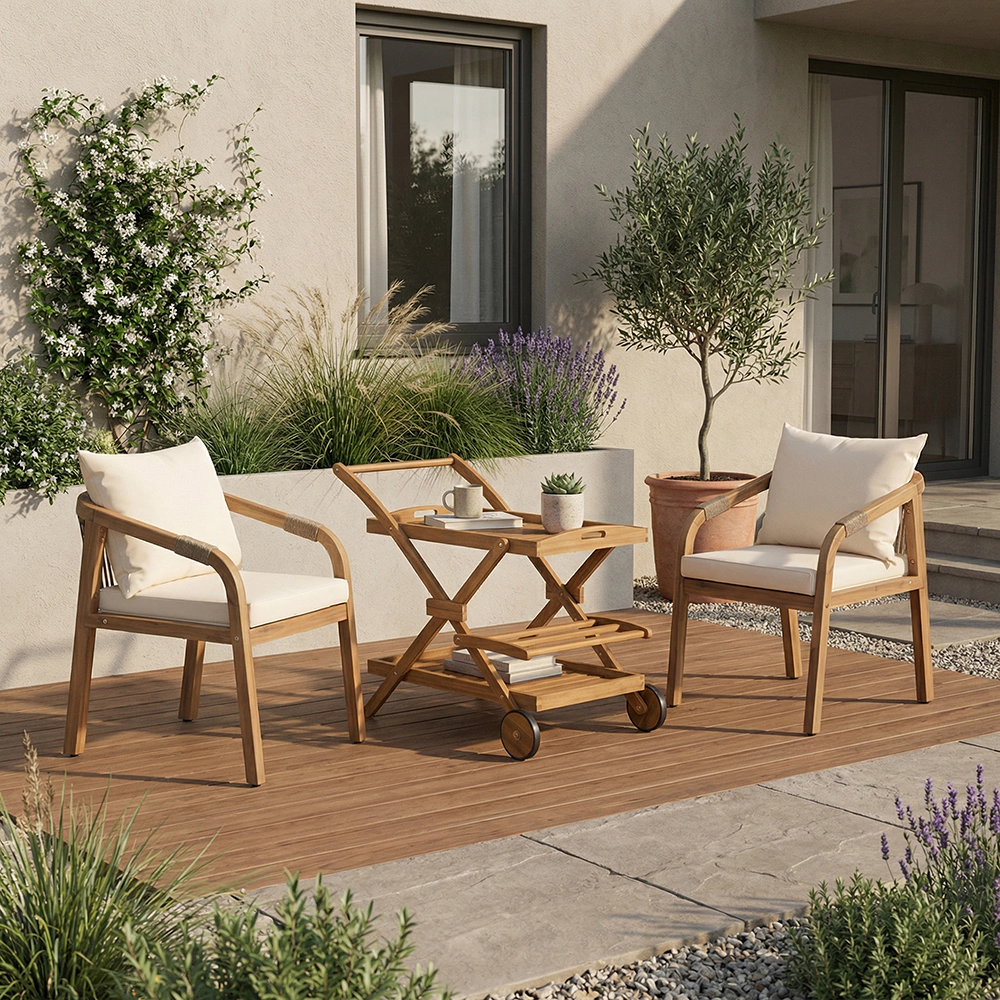 Кресло садовое 55х66х75 см с подушками, акация