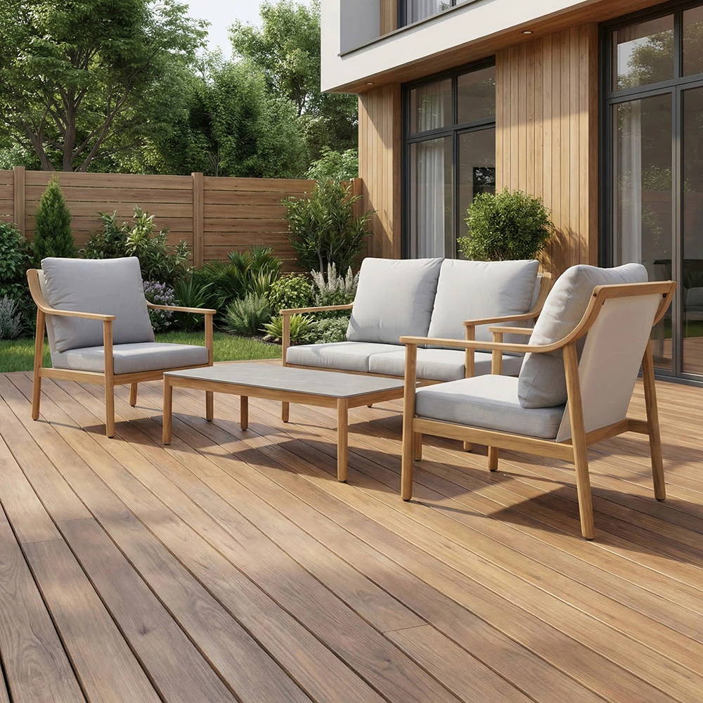 Комплект мебели 4 предмета с подушками, алюминий Вуд VERANA