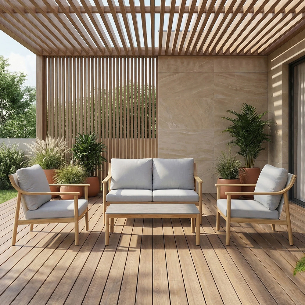 Комплект мебели 4 предмета с подушками, алюминий Вуд VERANA