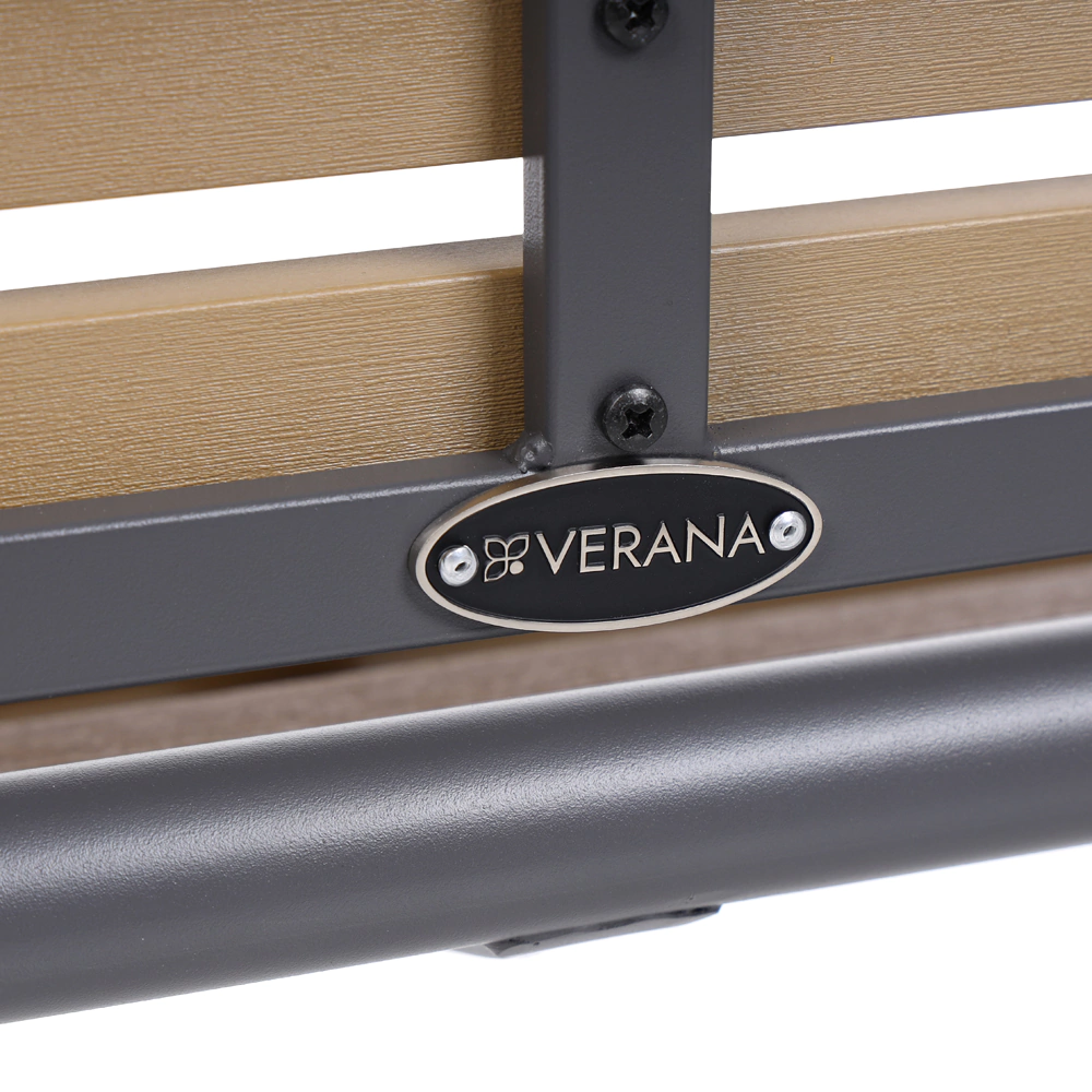 Скамейка садовая 126х60х80 см сталь/поливуд с подлокотниками светлая VERANA