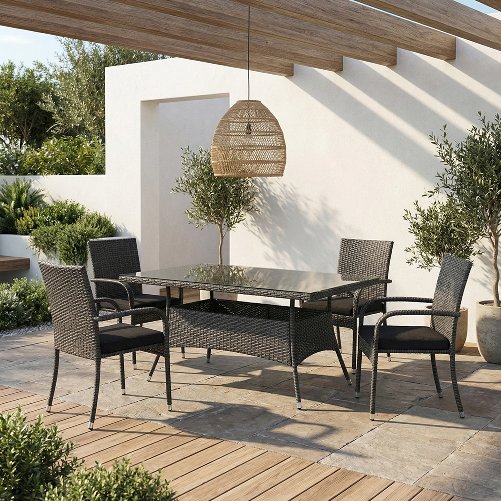 Кресло садовое 57х62х84 см с подушкой, техноротанг серое Орландо