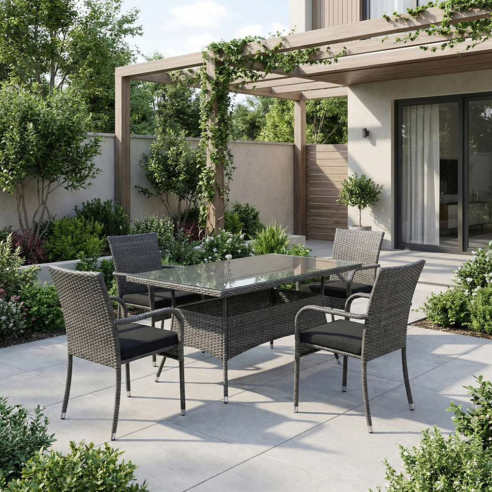 Кресло садовое 57х62х84 см с подушкой, техноротанг серое Орландо