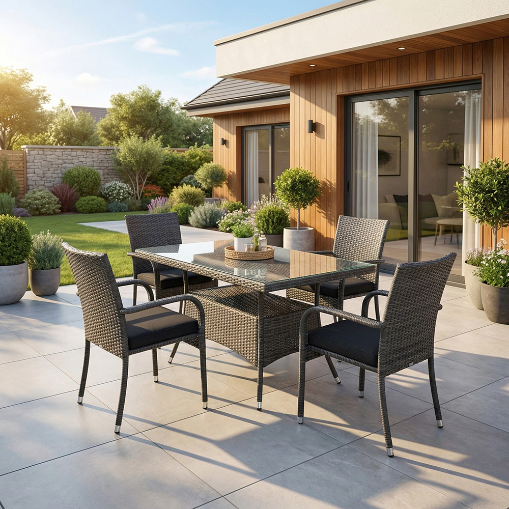 Стол садовый 150х90х74 см техноротанг серый Орландо