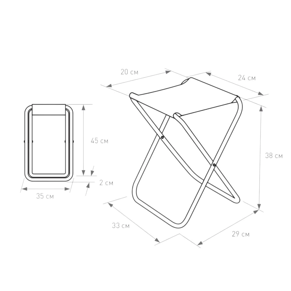 Стул складной 33х24х29 см с лямками зеленый