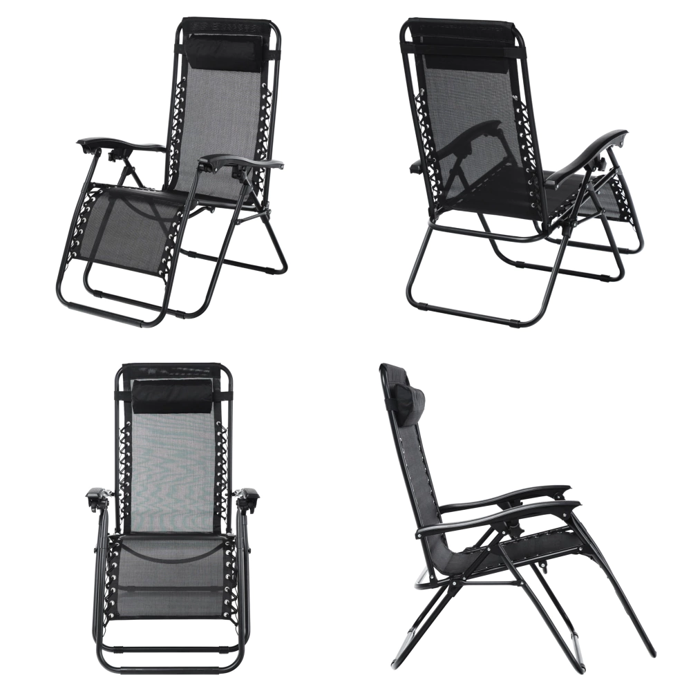 Кресло складное 160х65х113 см многопозиционное черное