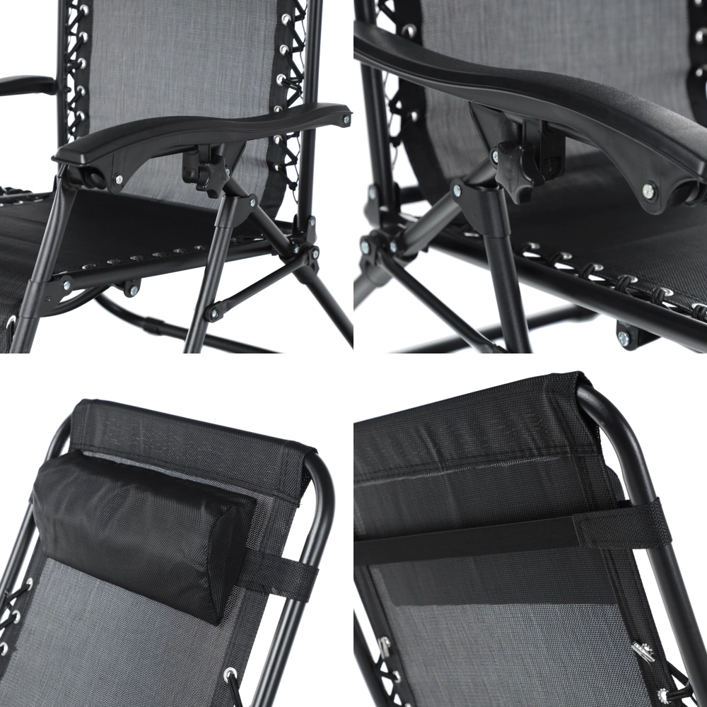 Кресло складное 160х65х113 см многопозиционное черное