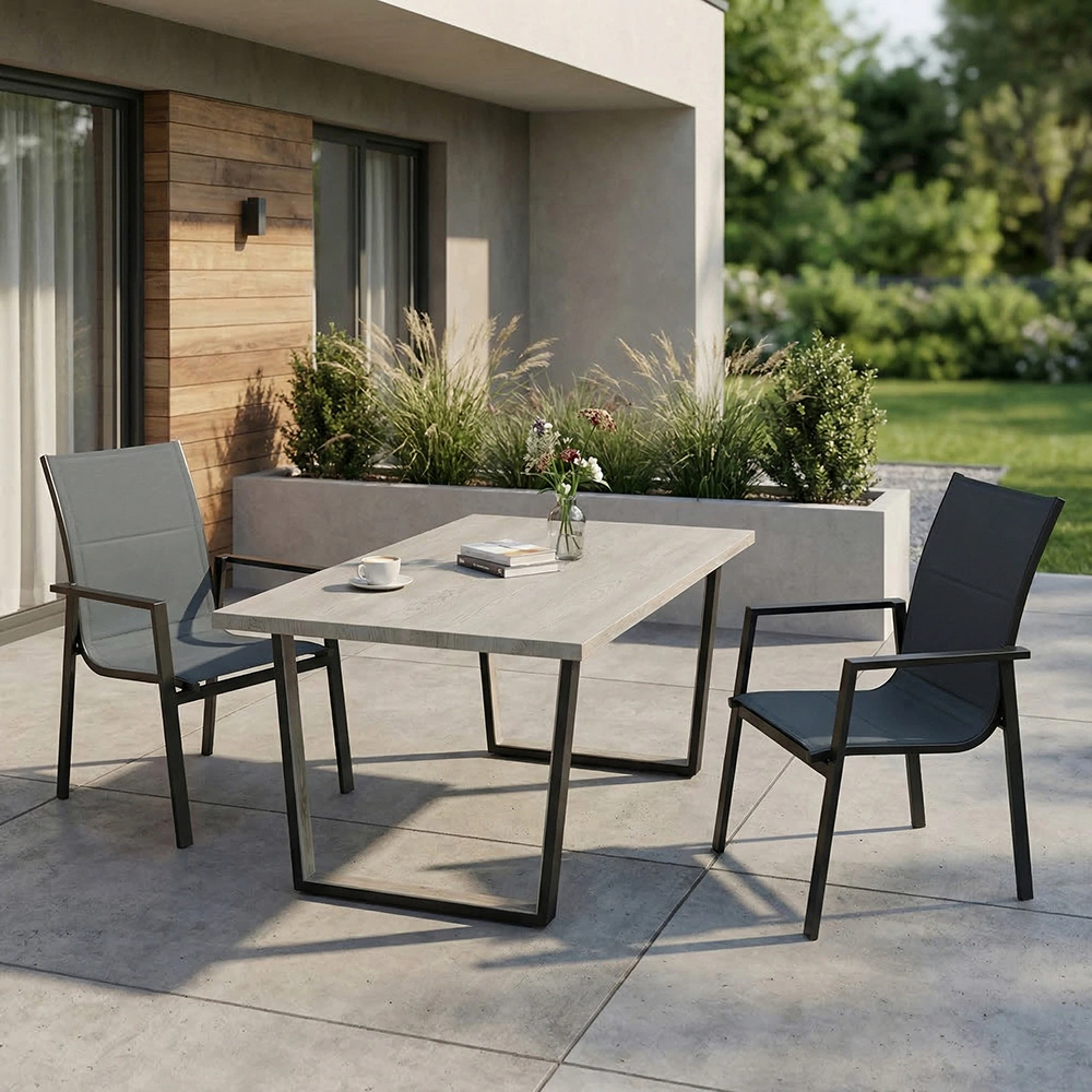 Кресло садовое 66х56х91 см, алюминий/текстилен, серое