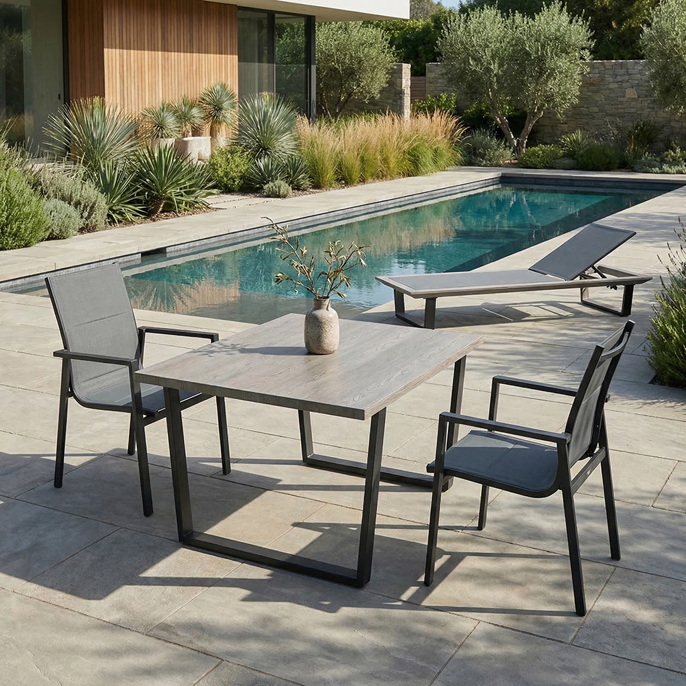 Кресло садовое 66х56х91 см, алюминий/текстилен, серое