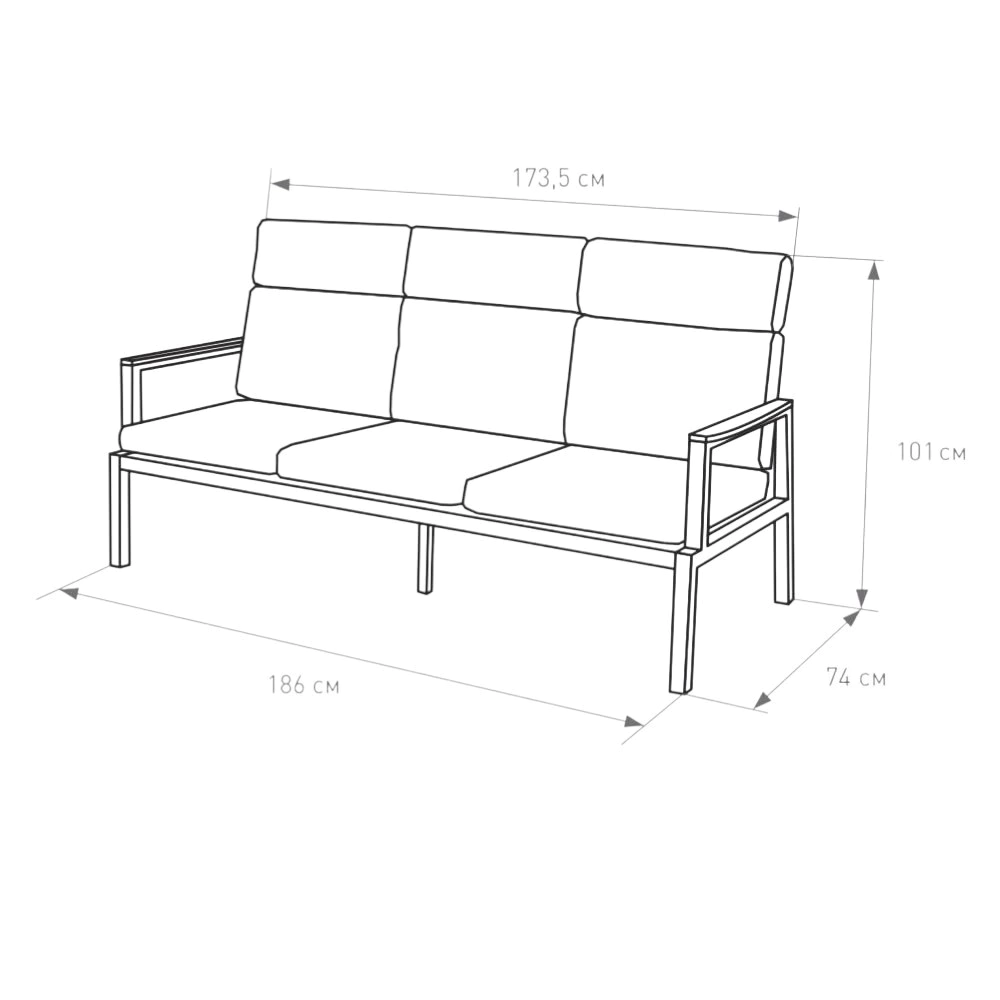 Комплект мебели 4 предмета с подушками, алюминий Калифорния VERANA