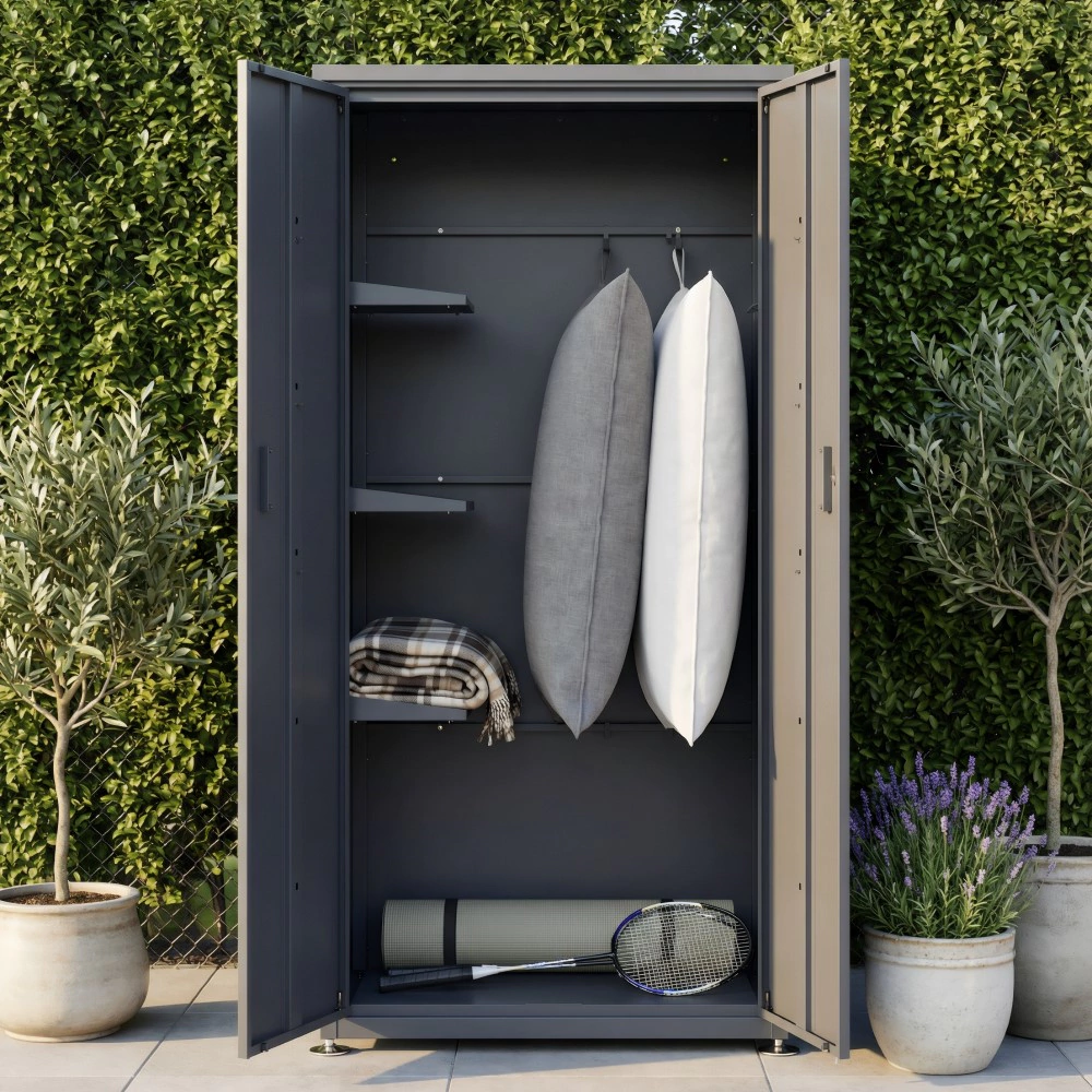 Шкаф садовый 186х65х90 см из оцинкованной стали цвет антрацит Амазония VERANA