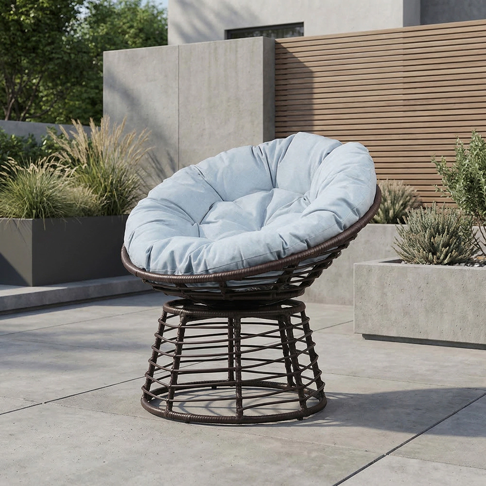 Кресло садовое поворотное Аргос 360° d95x85 см, техноротанг, коричневое