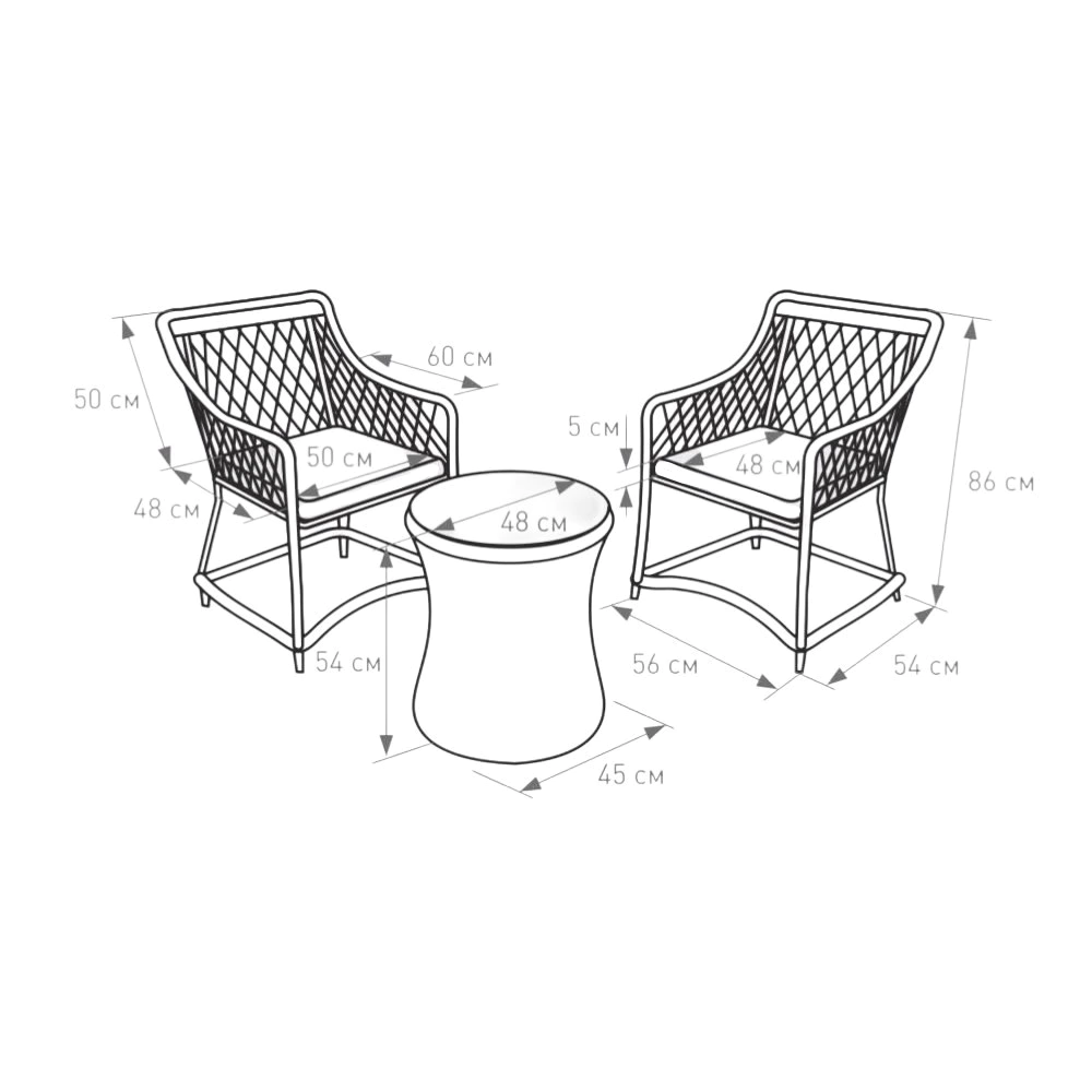 Комплект мебели 3 предмета с подушками, техноротанг Калипсо Alfart