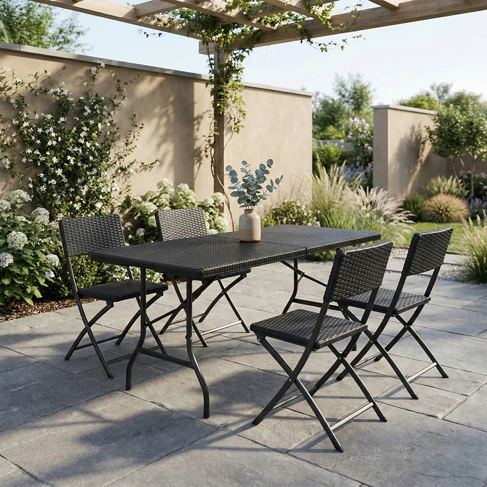 Стол складной 180х72х75 см металл/пластик черный