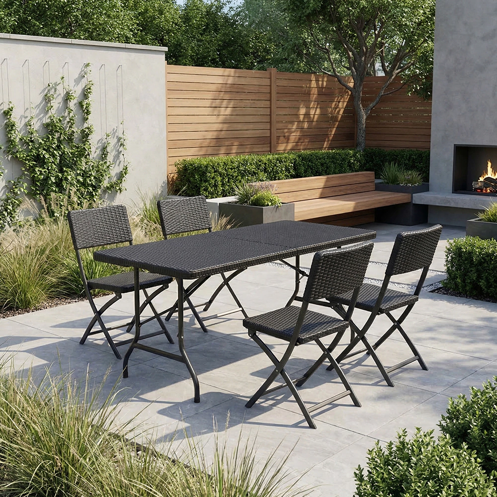 Стол складной 180х72х75 см металл/пластик черный