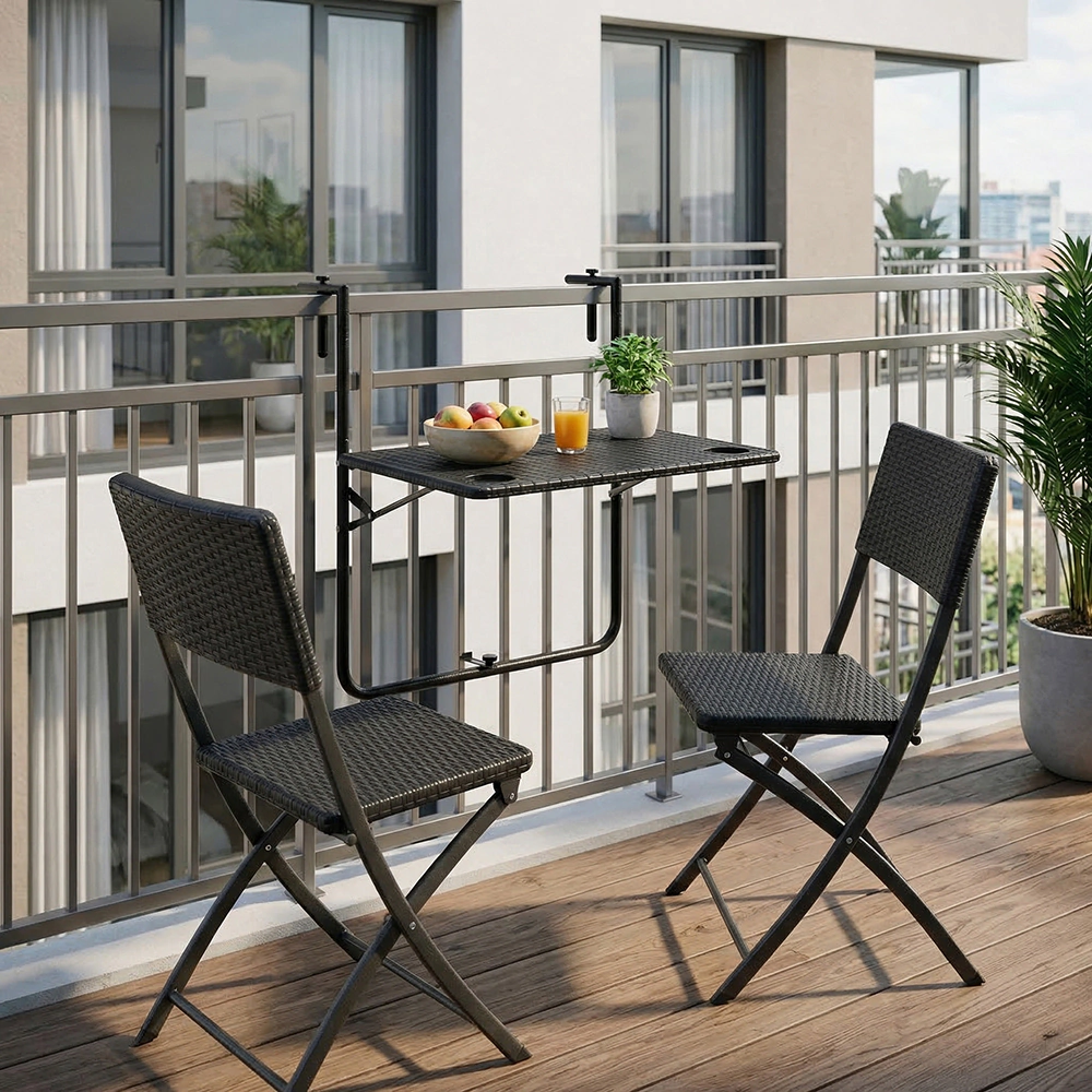 Стол балконный 60x60x74-84 металл/пластик черный