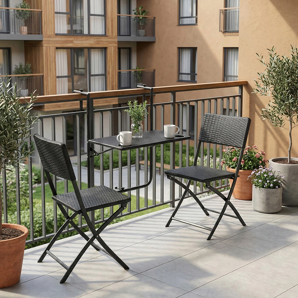 Стол балконный 60x60x74-84 металл/пластик черный