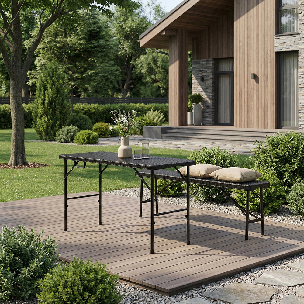 Стол садовый 120х60х74 см металл/пластик черный