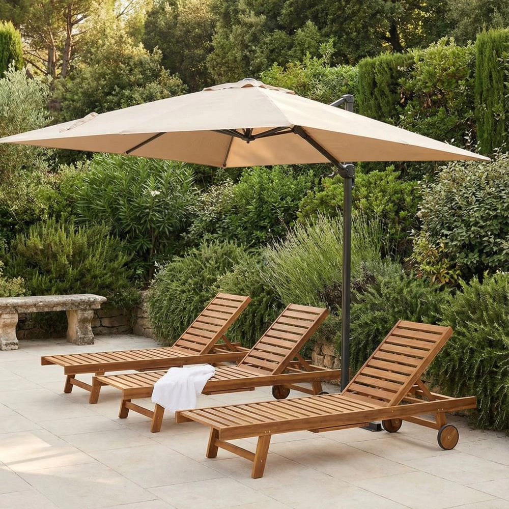 Шезлонг с боковыми подставками 200x66х31 см акация