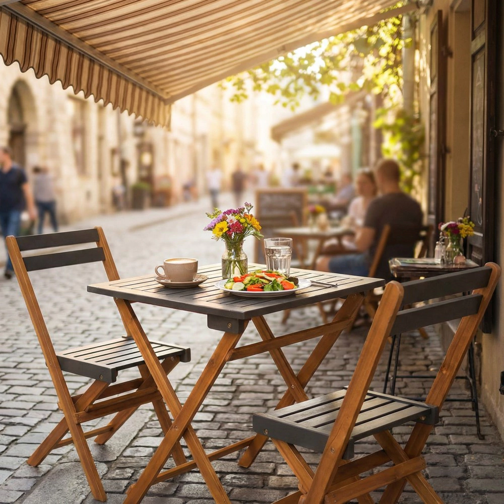 Стул садовый складной 42х50х80 см, акация, серый