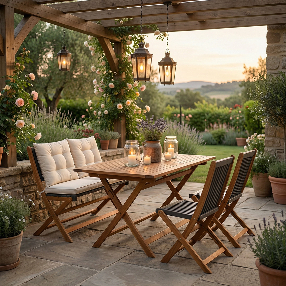 Стул садовый складной 54х44х85 см, акация, серый