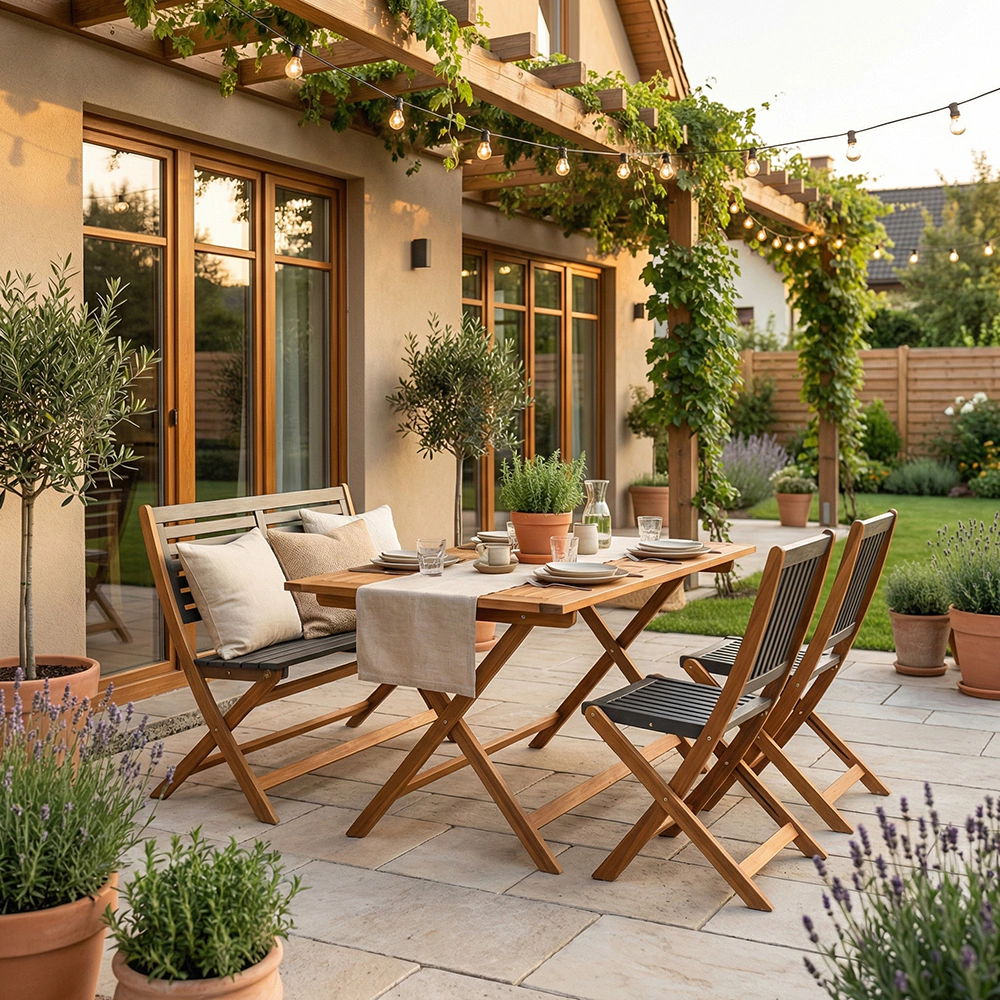 Стул садовый складной 54х44х85 см, акация, серый