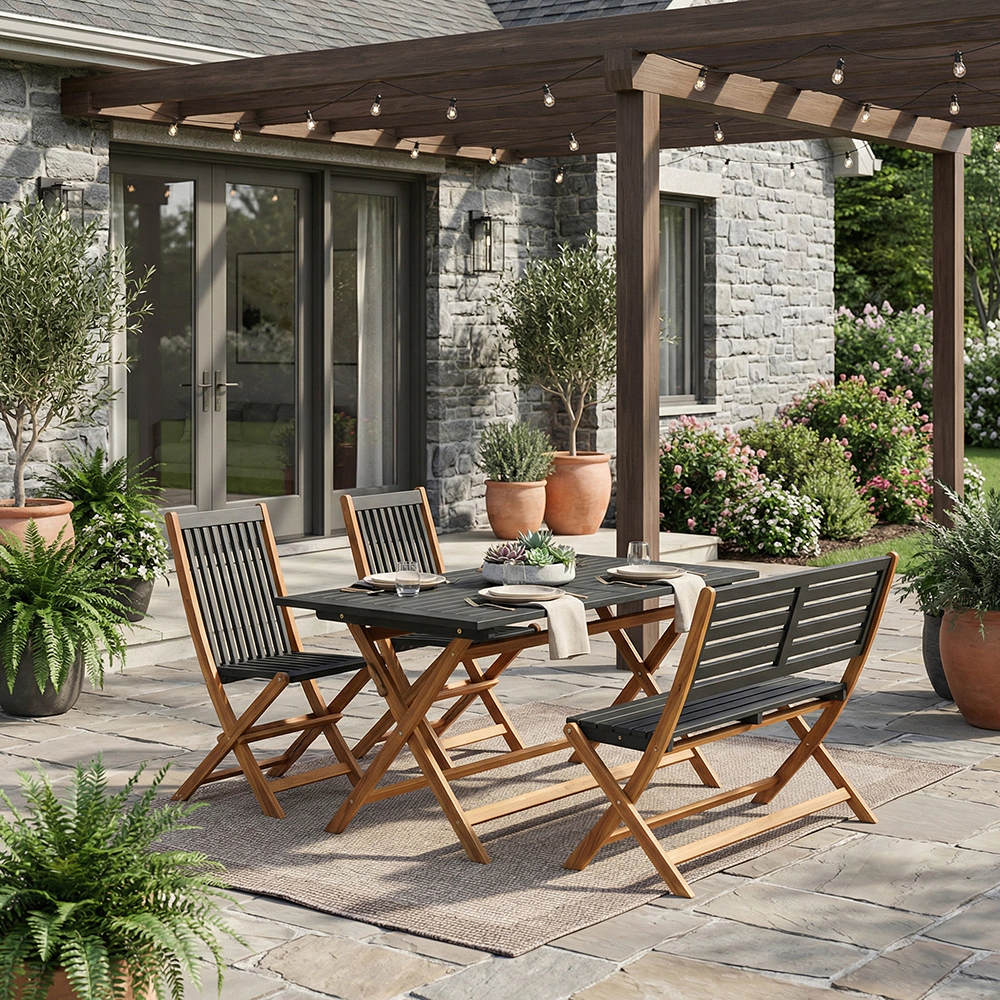 Стол складной 140х80х74 см акация серый