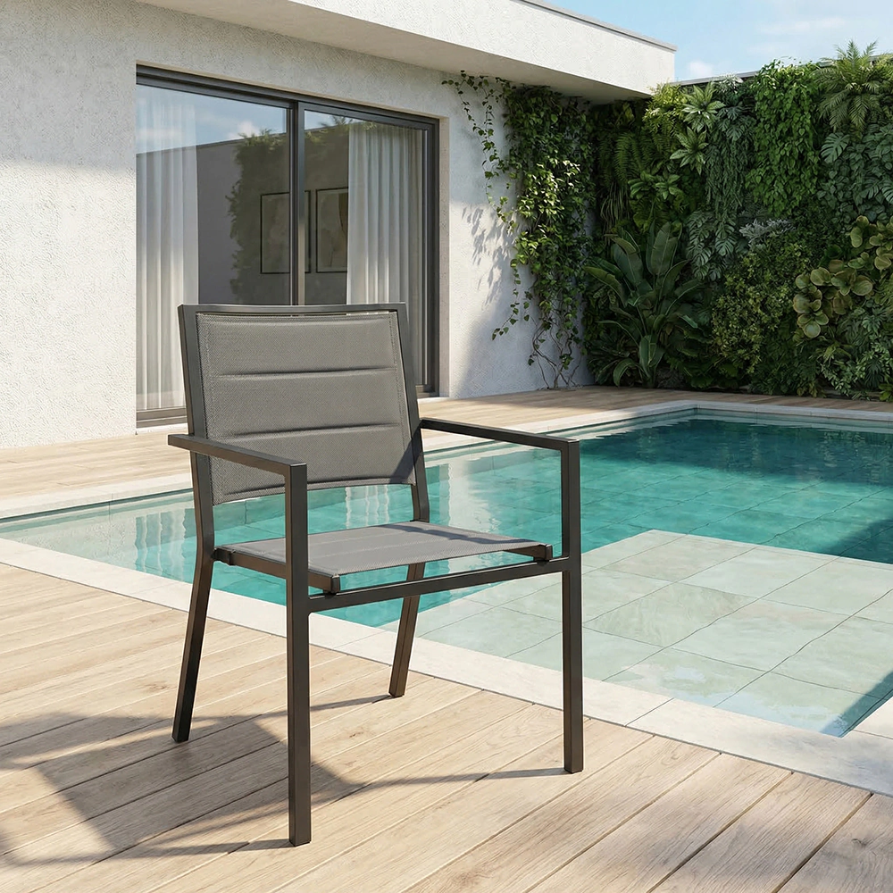 Кресло садовое Jacrea 55х60х86 см алюминий/текстилен, серое